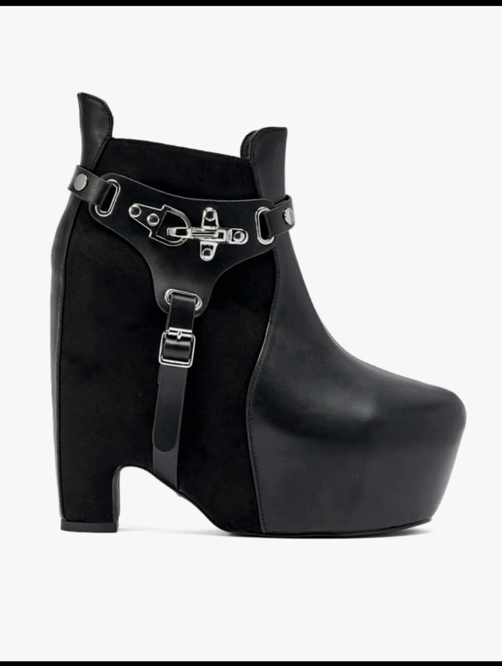 Azalea Wang "ABYSS" Black Wedge Platform Sleek Goth Booties NWT/NWB